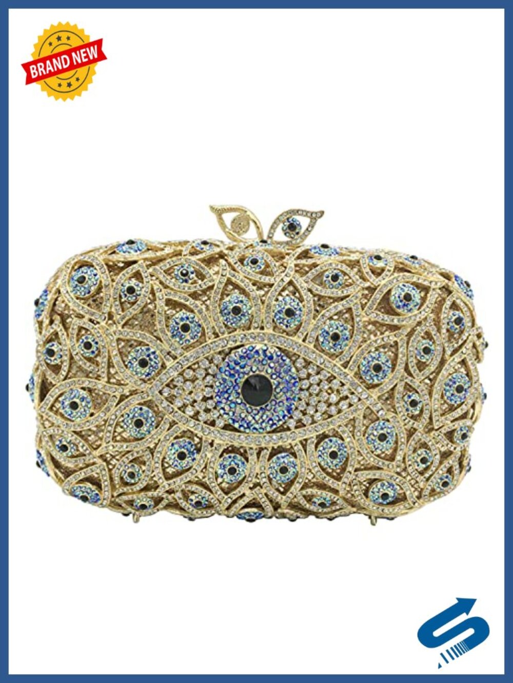 Rhinestone Crystal Evening Clutch Bag Formal Magnetic Closure